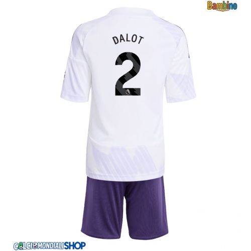 Maglie da calcio Manchester United Diogo Dalot #2 Seconda Maglia Bambino 2025-26 Manica Corta + Pantaloni corti)